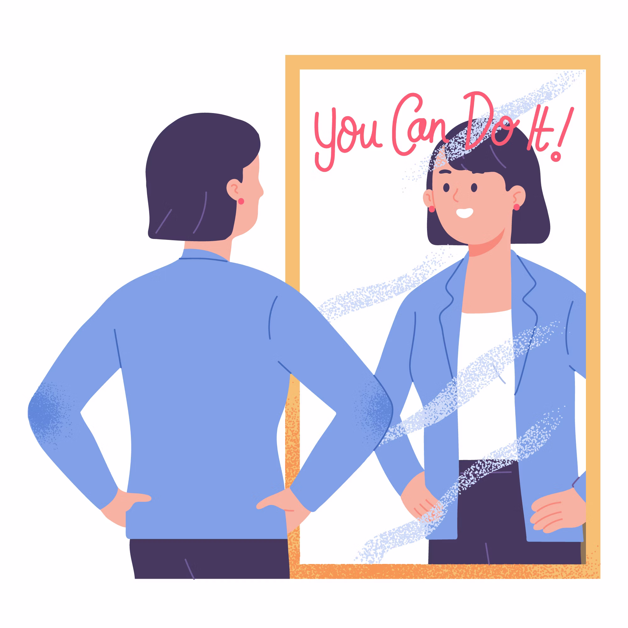 A woman giving self affirmation before handling criticism