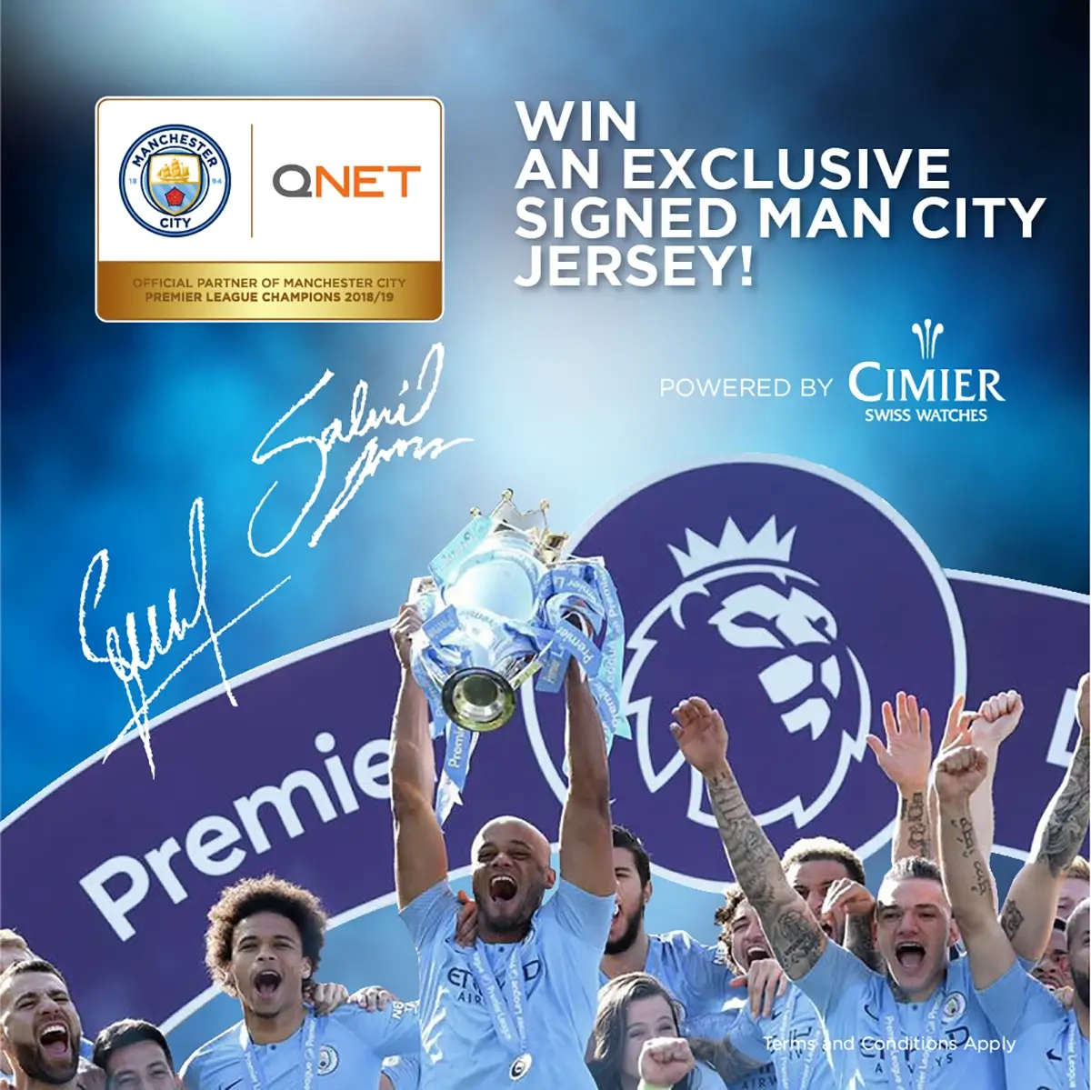 man city players celebrating premier league championship, win an exclusive signed man city jersey