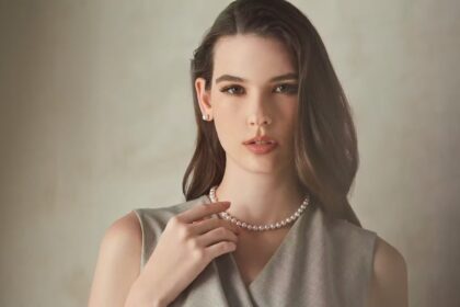 Model wearing Pearl Icons Collection by Bernhard H. Mayer