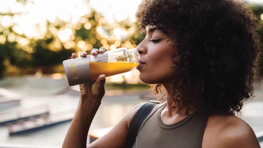 Woman drinking EDG3 Plus which provides the amino acids needed to produce glutathione for immunity