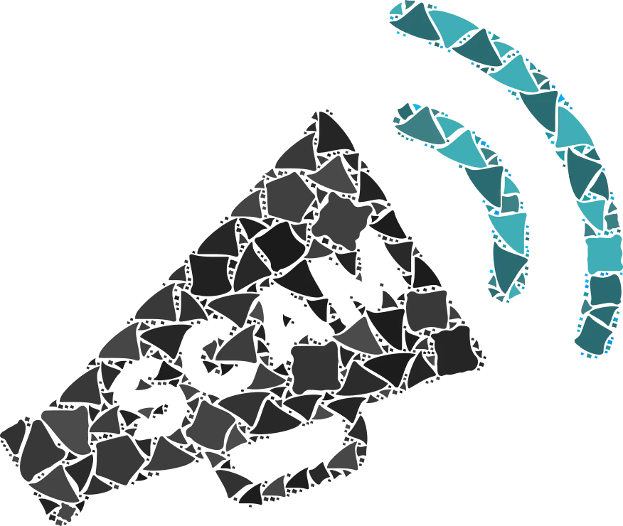 megaphone with scam written on it qnet scam notice