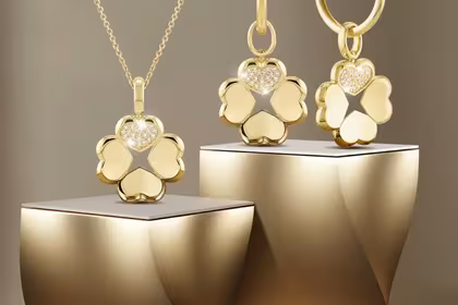 Serendipity Chance Pendant and Earrings are examples of Bernhard H. Mayer's promise to maintain its quality amidst the gold rates increasing