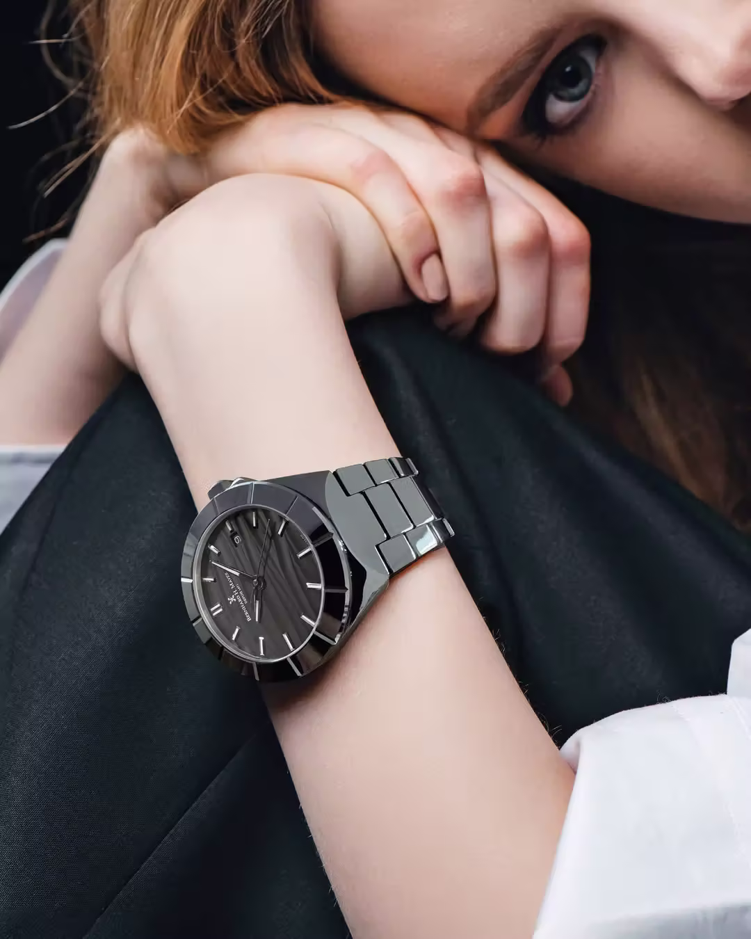 Bernhard H. Mayer Alto Ceramic Black on a woman's wrist 